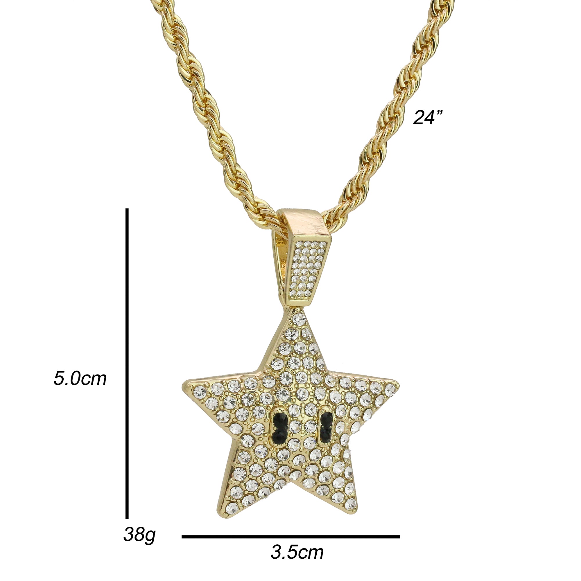 Cartoon Pop Star Pendant Rope Necklace Chain Men's Hip Hop 18k Cz Jewelry
