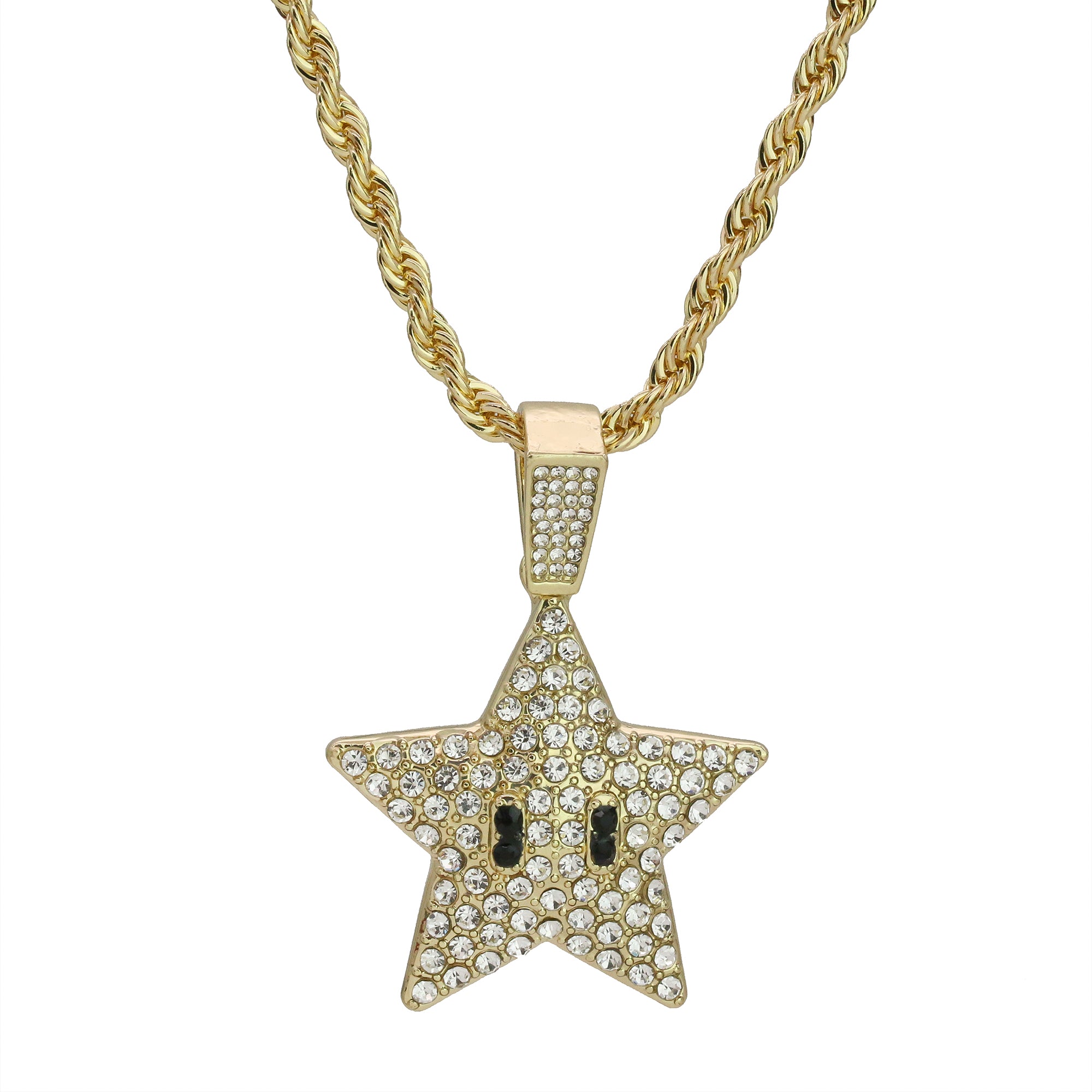 Cartoon Pop Star Pendant Rope Necklace Chain Men's Hip Hop 18k Cz Jewelry