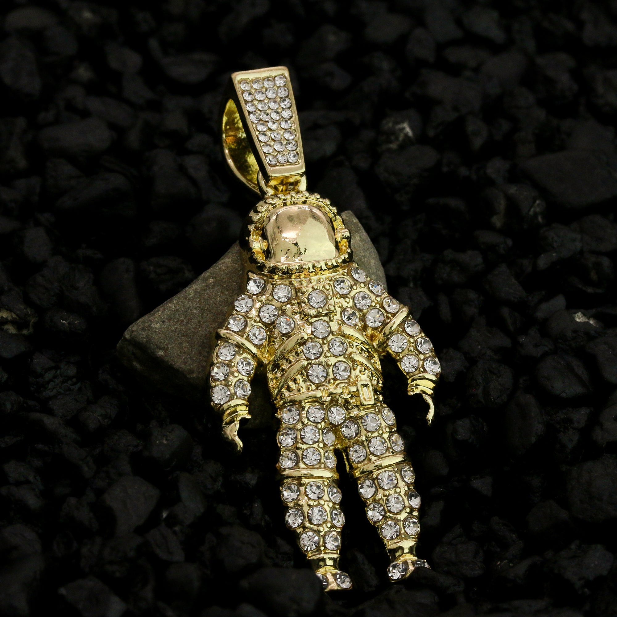 Exquisite Astronaut Space Men Pendant Rope Chain Men's Hip Hop 18k Cz Jewelry