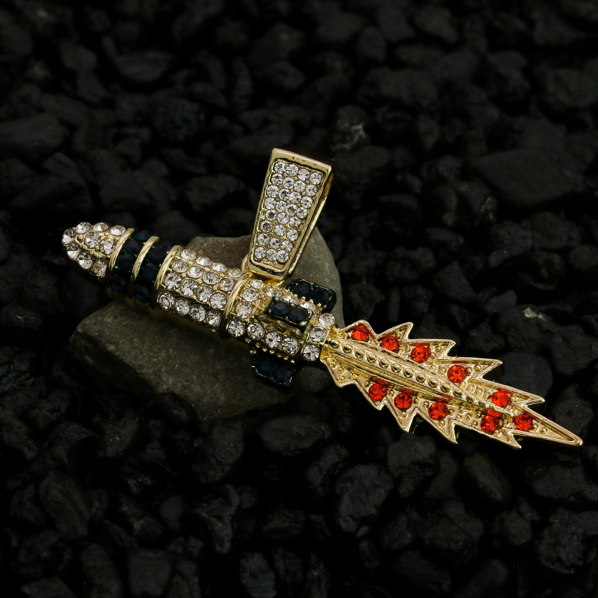 Exquisite Take Off Rocket Pendant Rope Chain Men's Hip Hop 18k Cz Jewelry