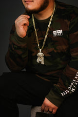 Tear Jesus Face Pendant with 30" Miami Cuban Link Chain – 10mm Gold-Plated Hip Hop Necklace