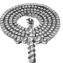 White GOLD TENNIS CHAIN 18" 20"  Cross Latin Pendant Bundle