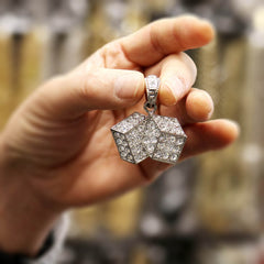 White GOLD TENNIS CHAIN 18" 20" Dice Pendant Bundle