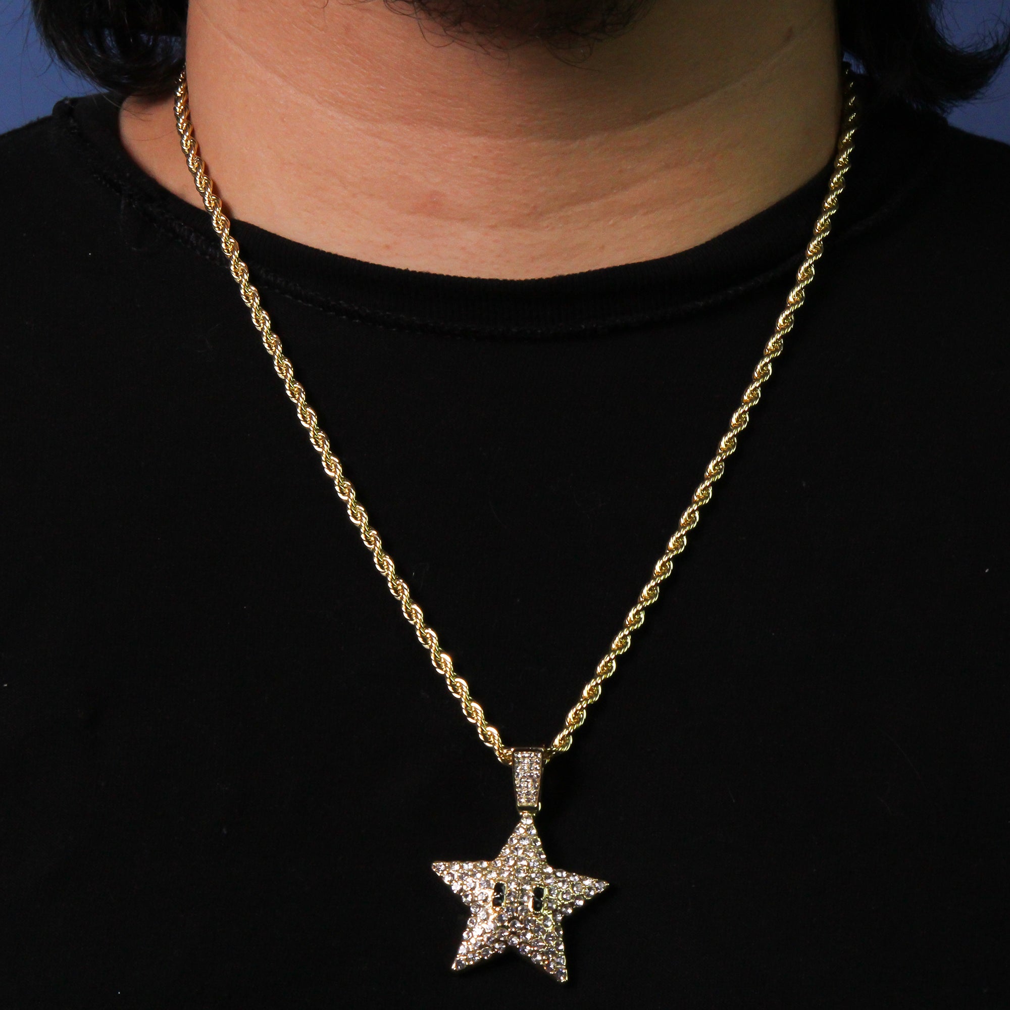 Cartoon Pop Star Pendant Rope Necklace Chain Men's Hip Hop 18k Cz Jewelry