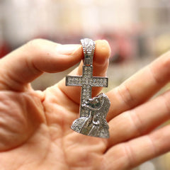 White GOLD TENNIS CHAIN 18" 20" Jesus Cross Pendant Bundle