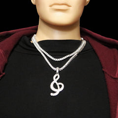White GOLD TENNIS CHAIN 18" 20" Music Note Pendant Bundle