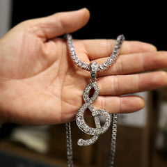 White GOLD TENNIS CHAIN 18" 20" Music Note Pendant Bundle