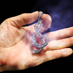 White GOLD TENNIS CHAIN 18" 20" Music Note Pendant Bundle