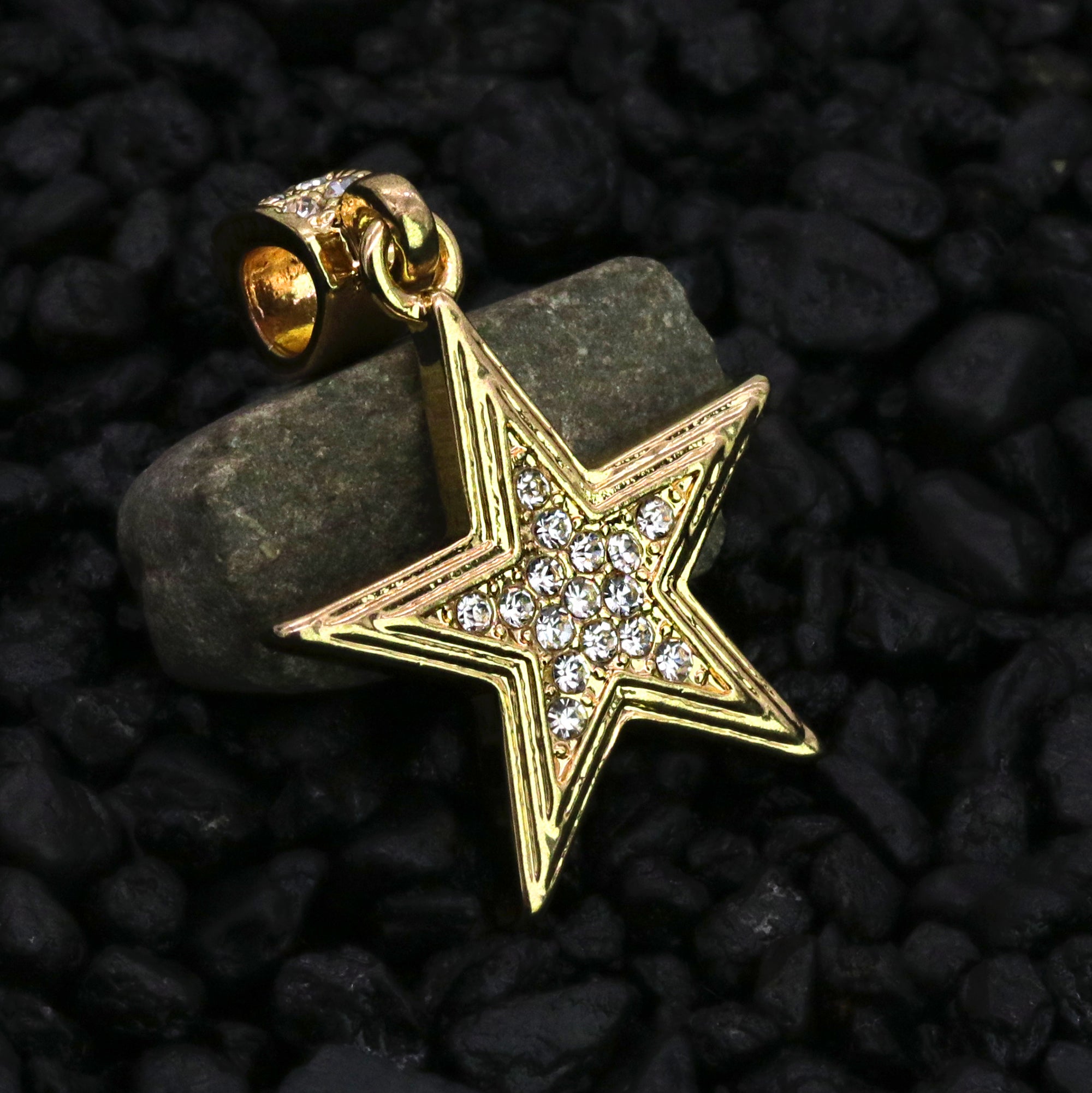 Star Pendant 24" Rope Chain Hip Hop Style 18k Gold PT
