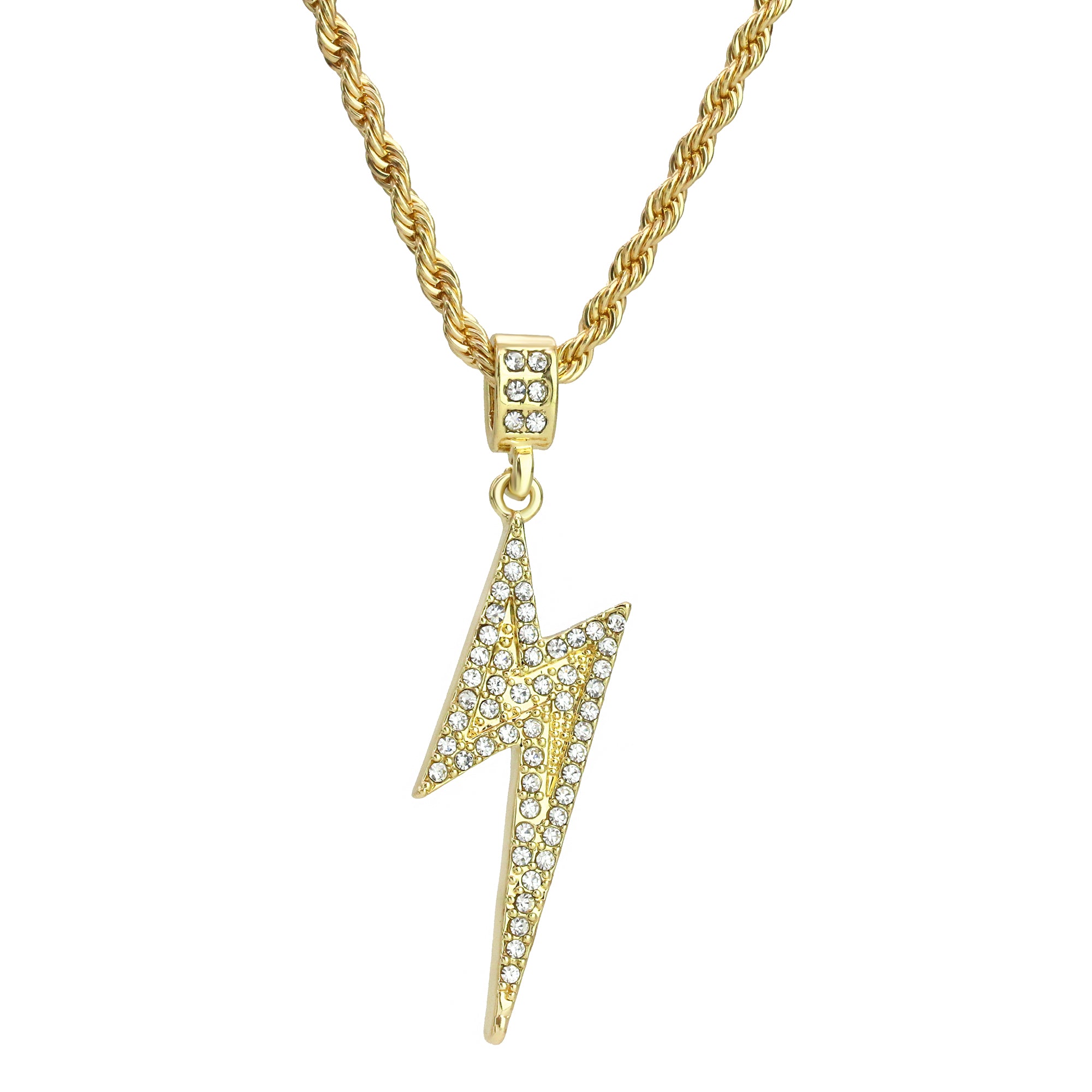Exquisite lightning Volt Pendant Rope Chain Men's Hip Hop 18k Cz Jewelry