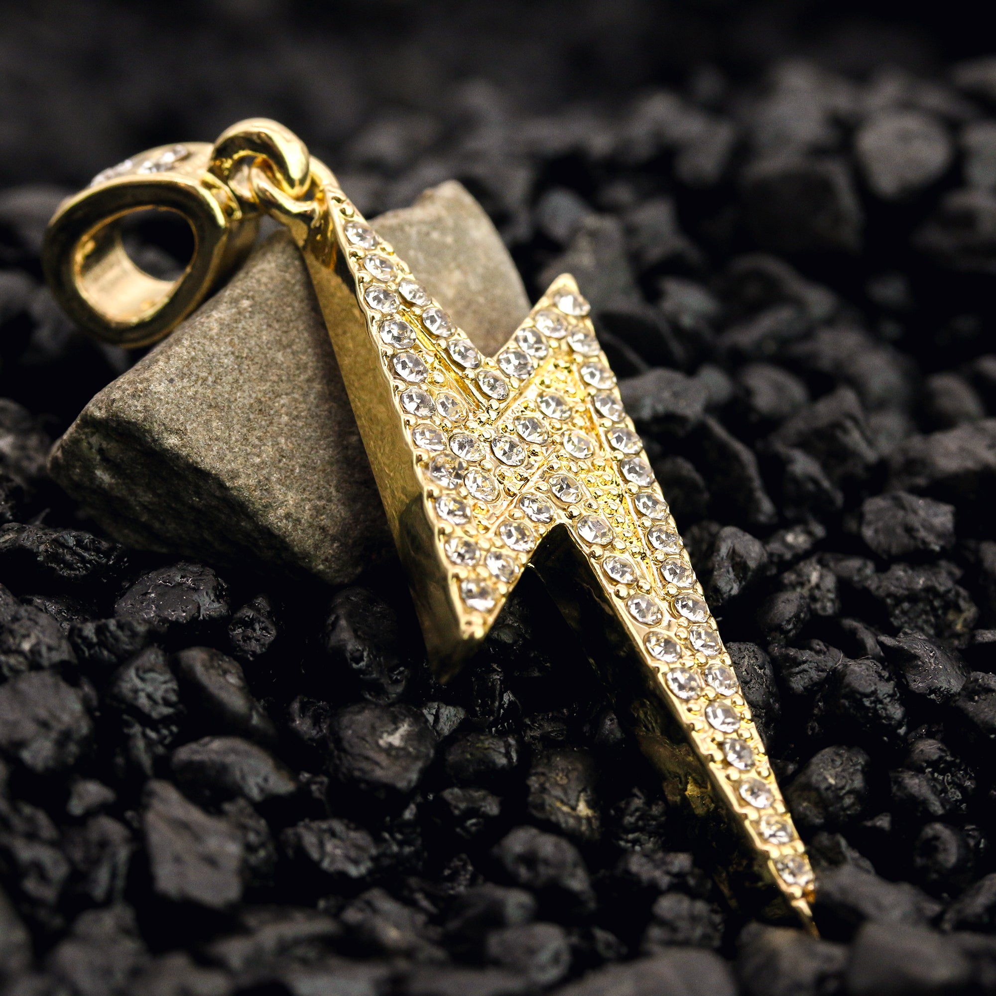 Exquisite lightning Volt Pendant Rope Chain Men's Hip Hop 18k Cz Jewelry