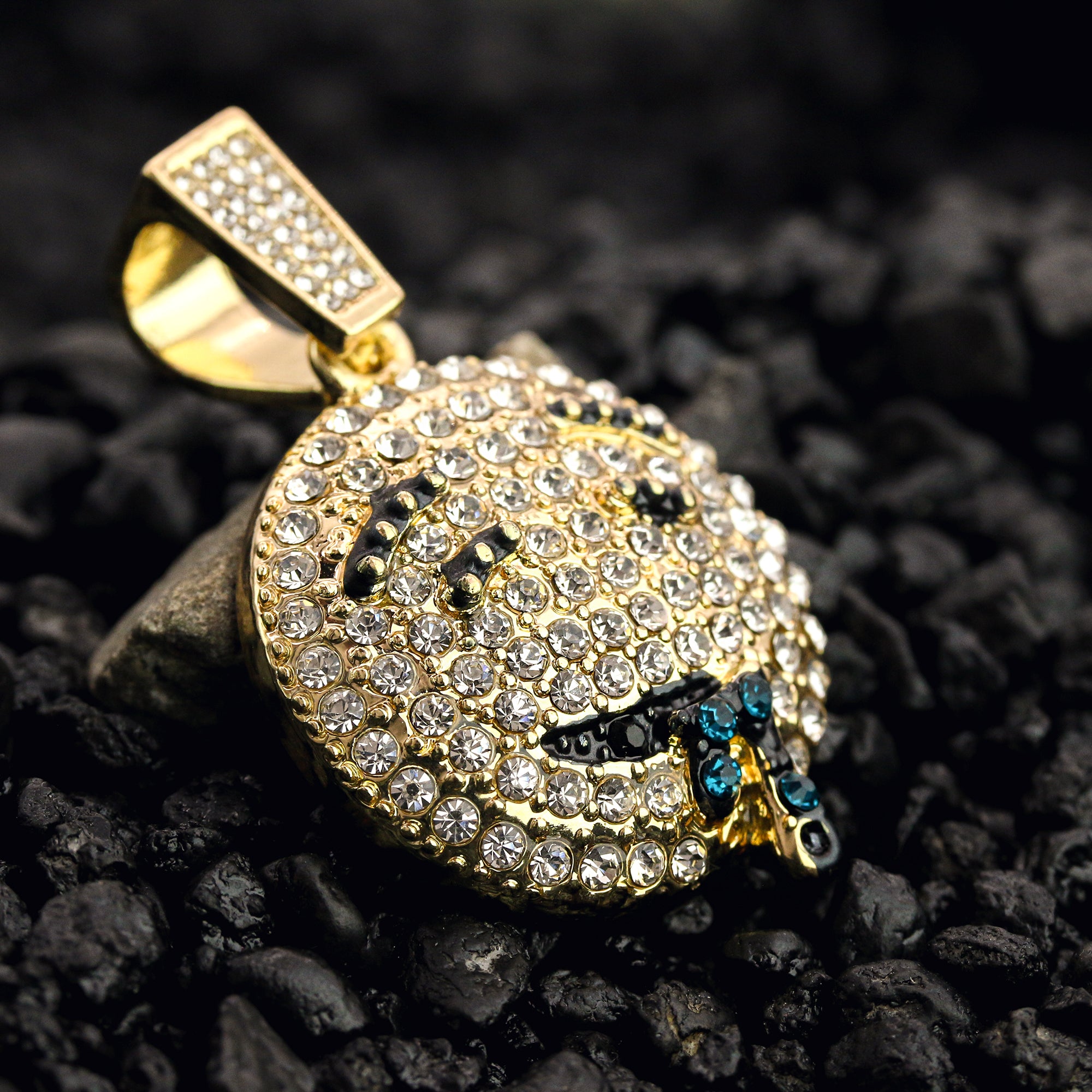 Exquisite Lit Emoji Face Pendant Rope Chain Men's Hip Hop 18k Cz Jewelry