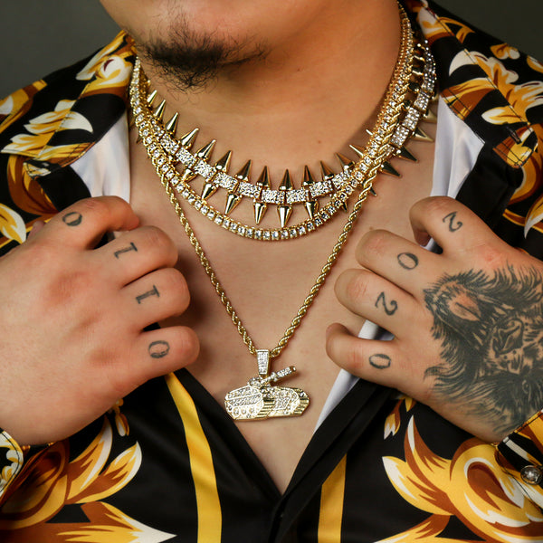 2 CUBAN CHAIN & GOLD AK-47 Necklace | BlingKingstar Jewelry