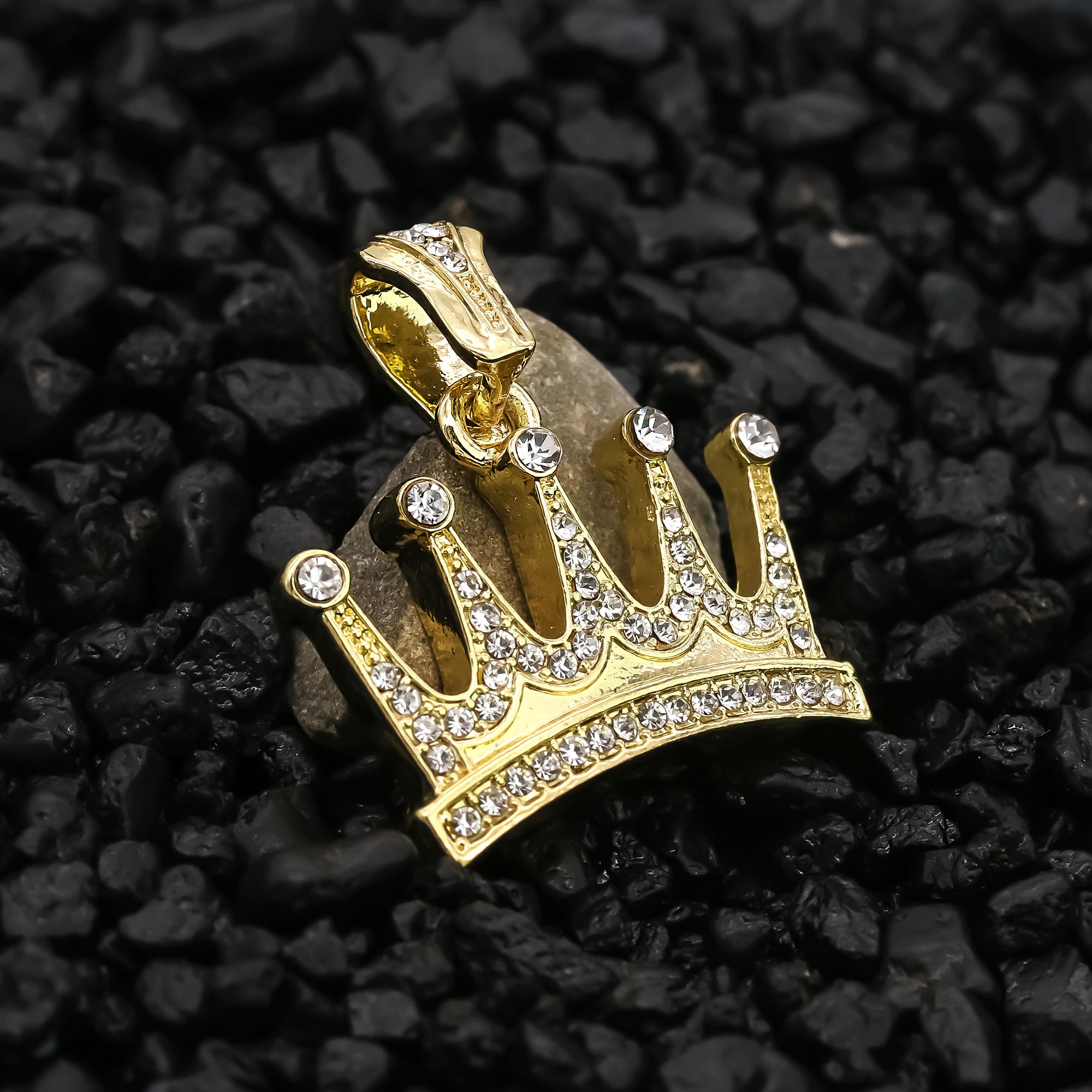 Crown Cz Pendant Rope Chain Men's Hip Hop 18k Cz Jewelry