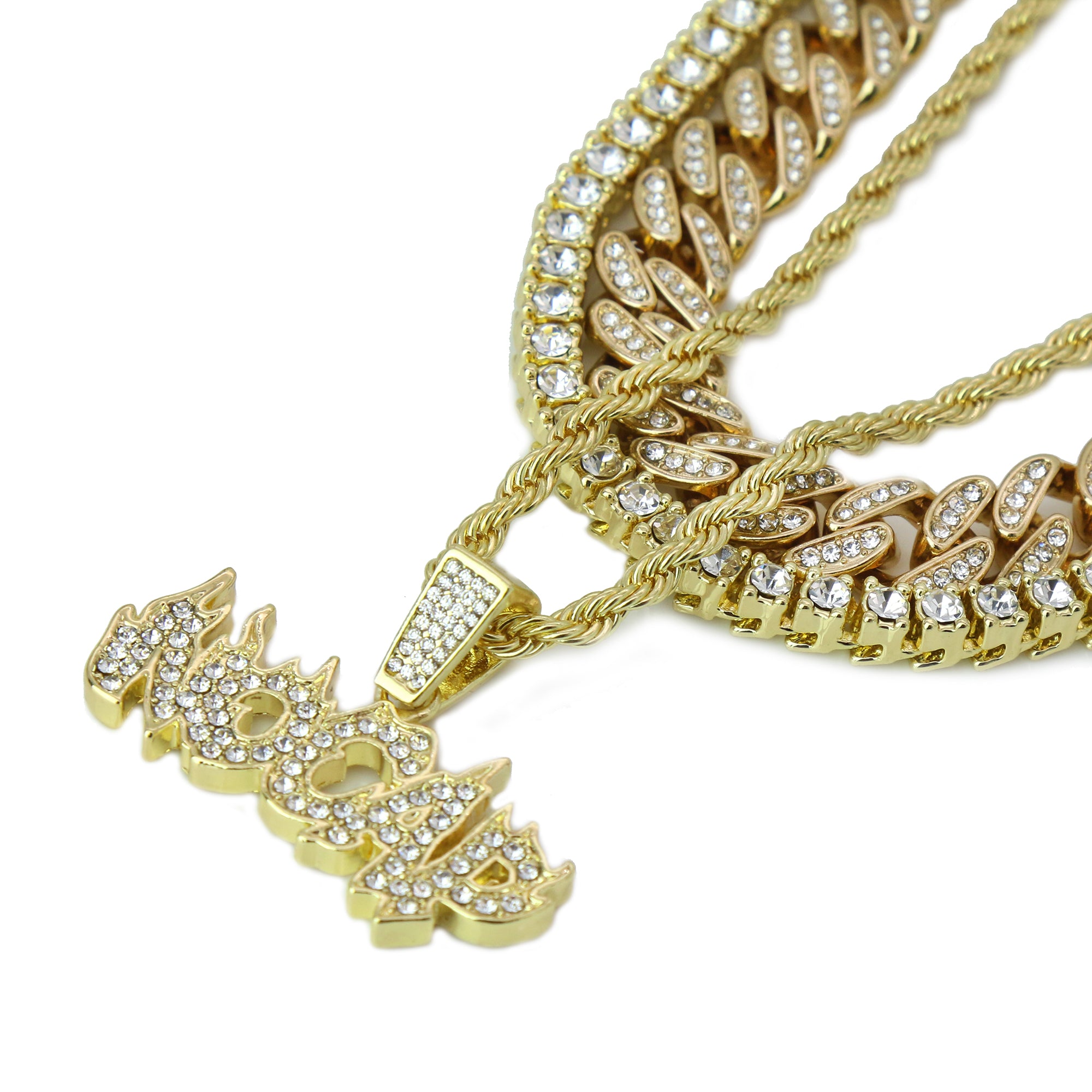 High Fashion Gold Plated 20" Fully Cz Cuban Tennis Chains & No Cap Pendant