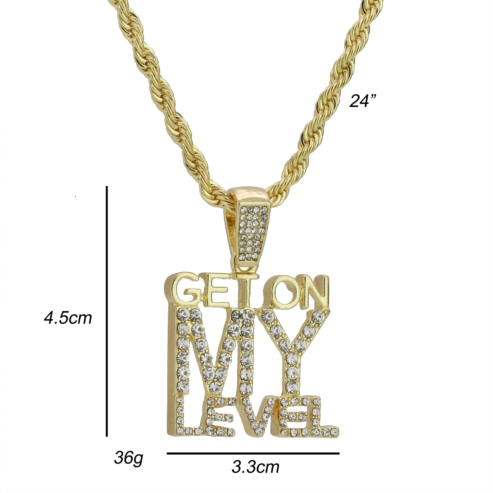 Get On My Level Pendant Rope Chain Men's Hip Hop 18k Cz Jewelry Necklace Choker