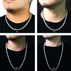 White GOLD TENNIS CHAIN 18" 20" 24" 30"