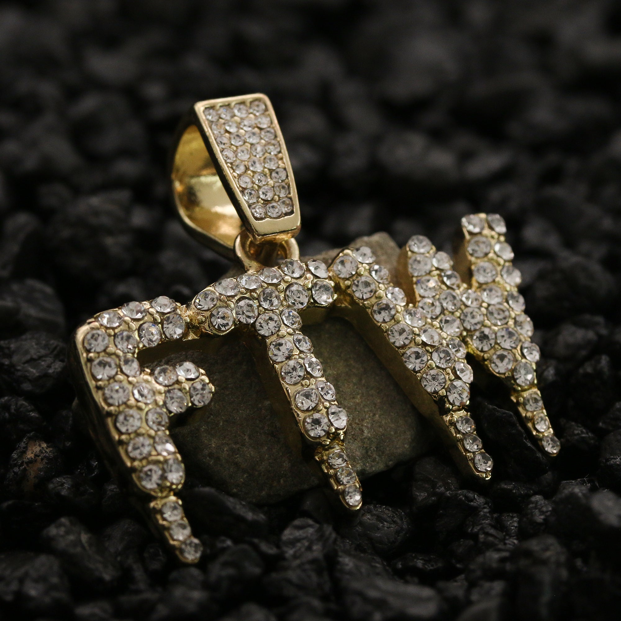 F.T.W Drip Letter Pendant Rope Chain Men's Hip Hop 18k Cz Jewelry Necklace