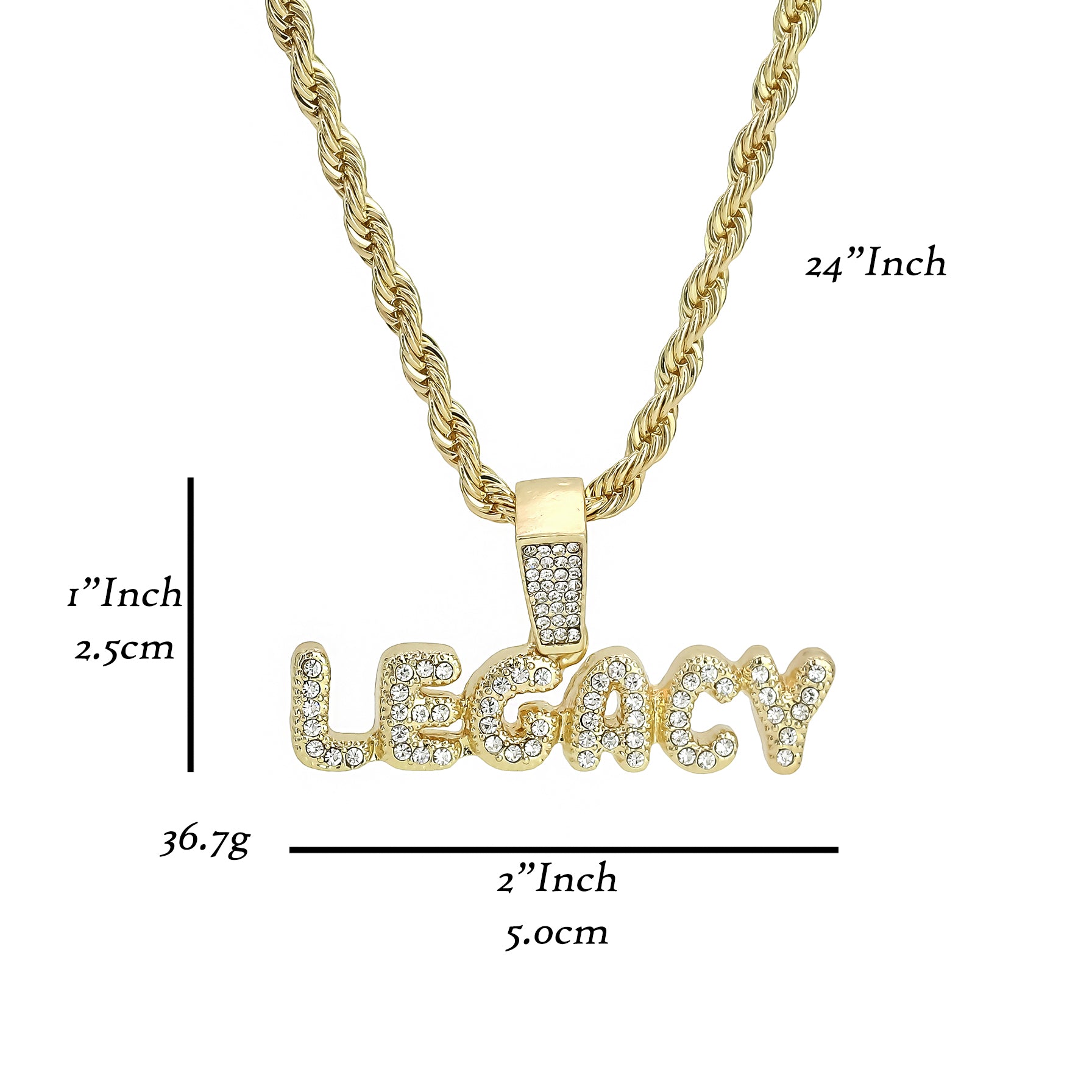 Legacy Pendant Rope Chain Men's Hip Hop 18k Cz Jewelry Necklace