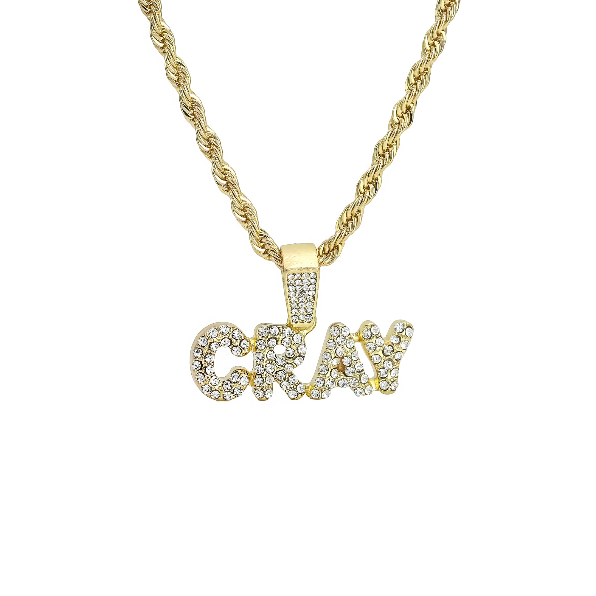 Cray Pendant Rope Chain Men's Hip Hop 18k Cz Jewelry Necklace