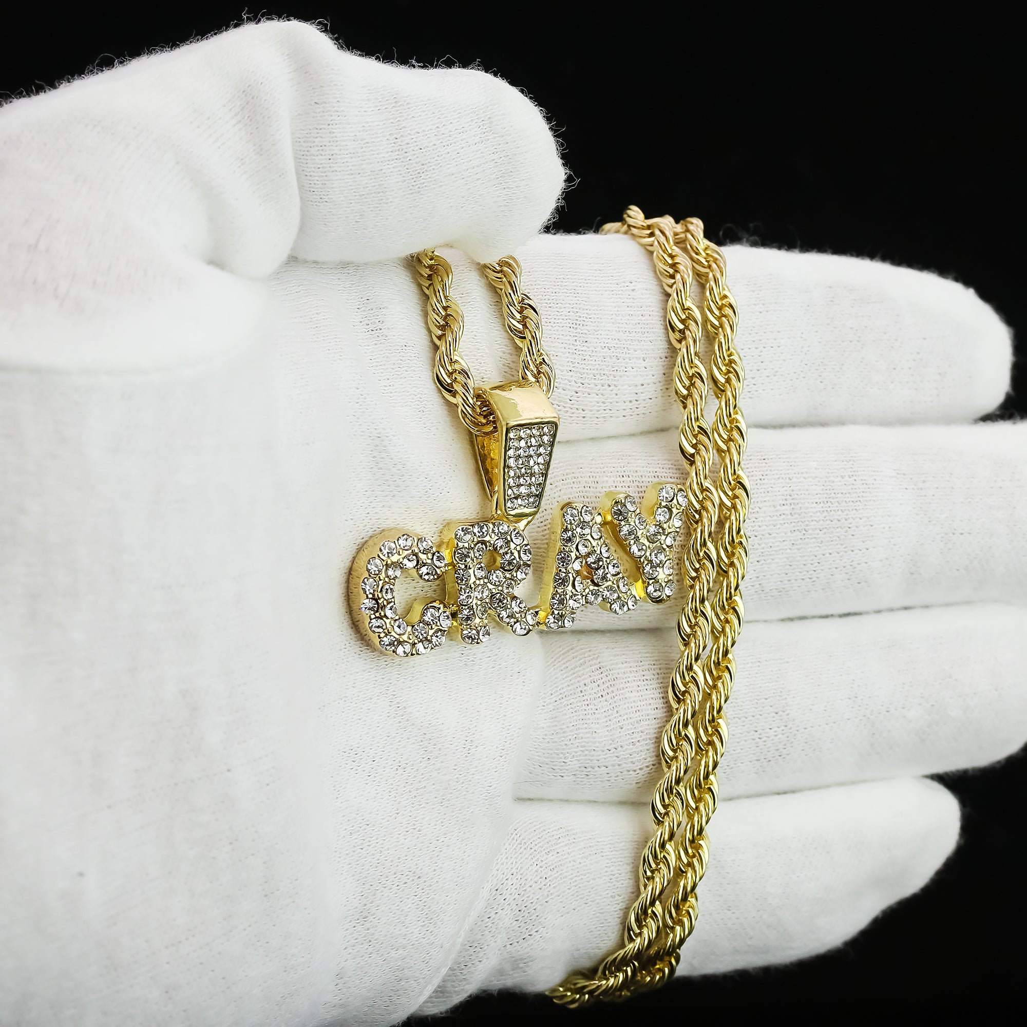 Cray Pendant Rope Chain Men's Hip Hop 18k Cz Jewelry Necklace