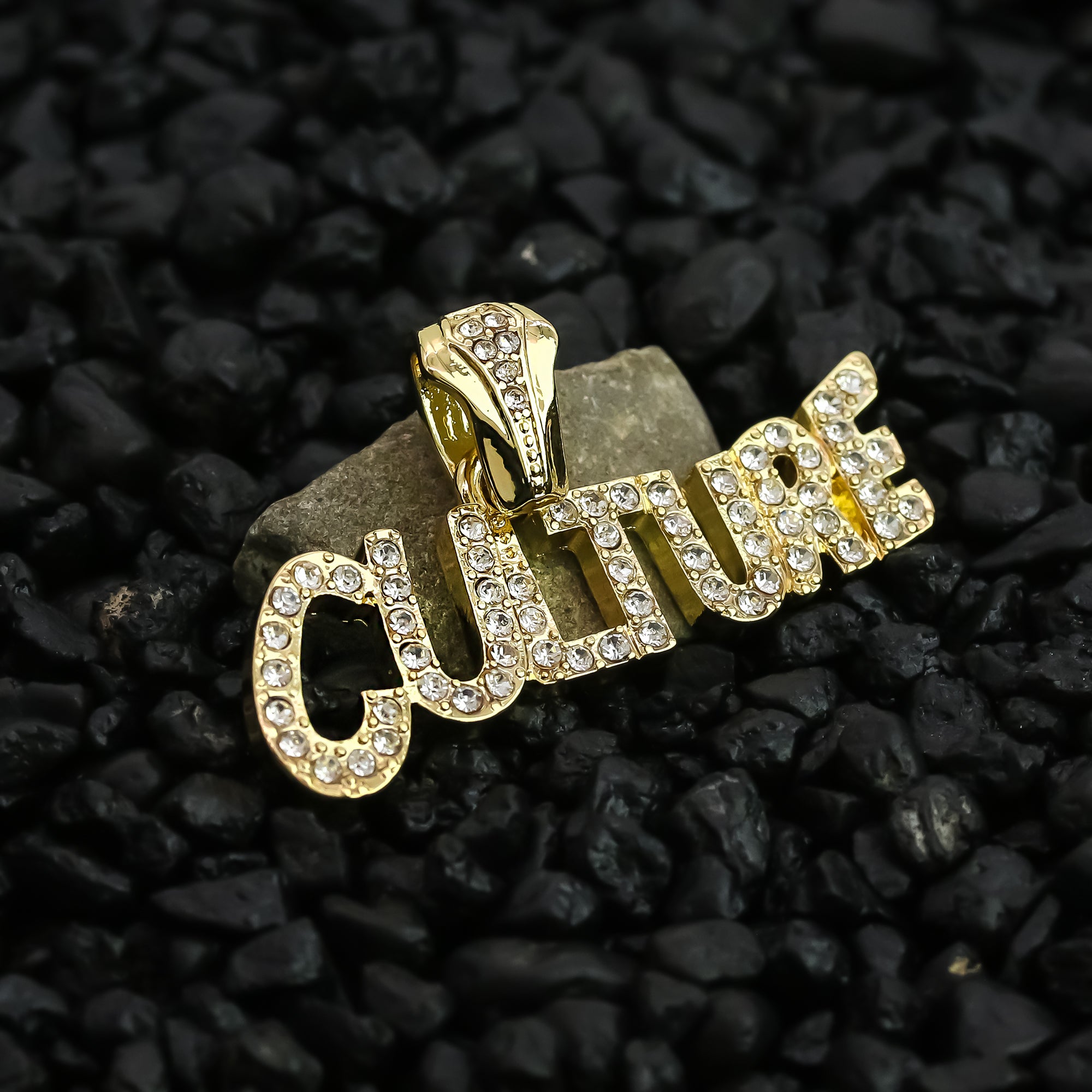 Culture Letter Pendant Rope Chain Men's Hip Hop 18k Cz Jewelry Necklace