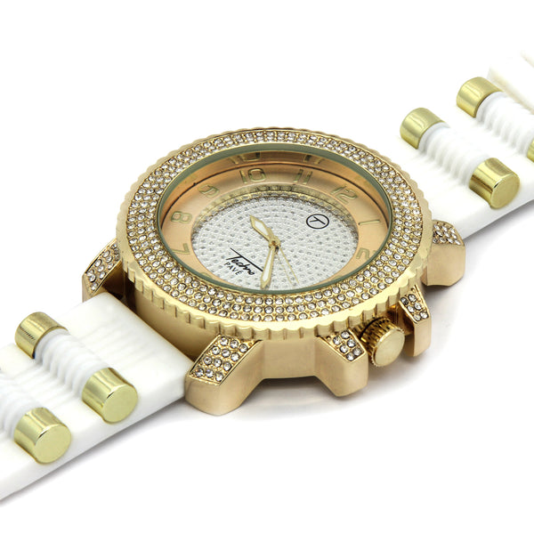 Hip Hop Bling Watches | Iced Out Pave White Silicone | BlingKingStar