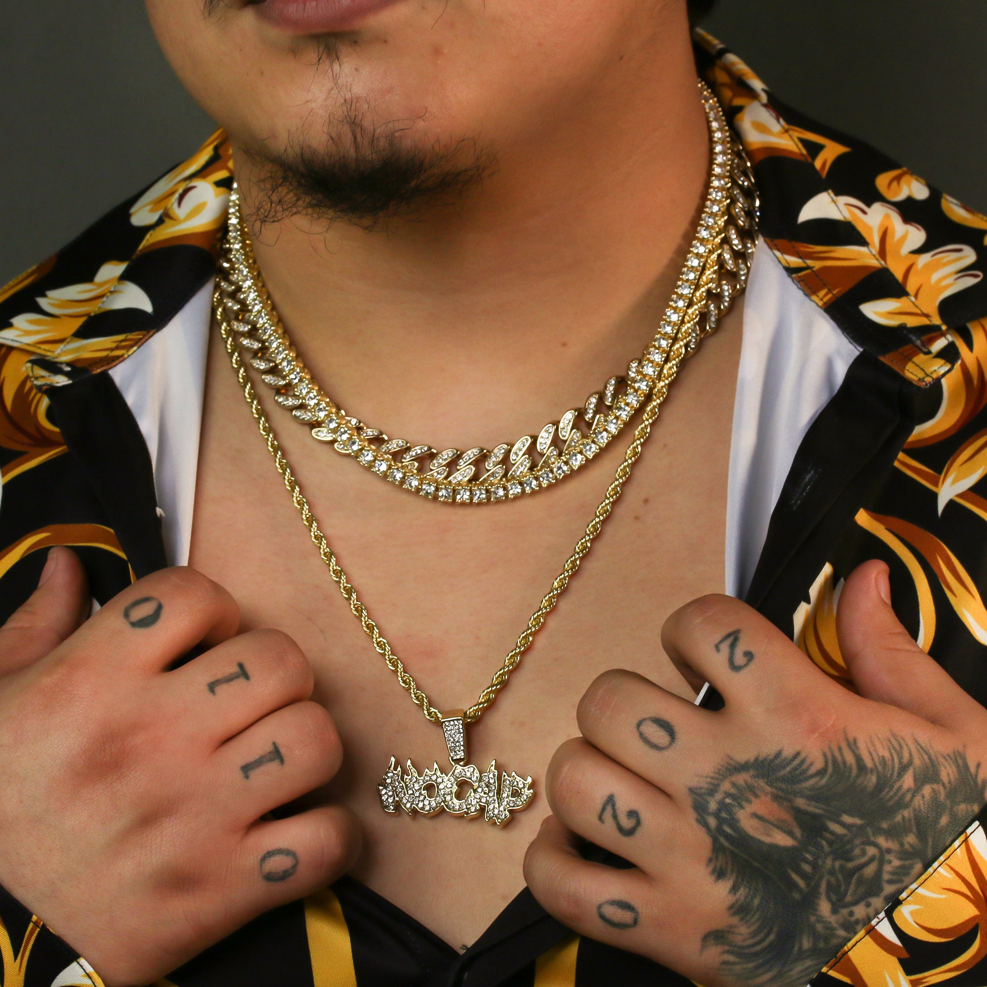 High Fashion Gold Plated 20" Fully Cz Cuban Tennis Chains & No Cap Pendant