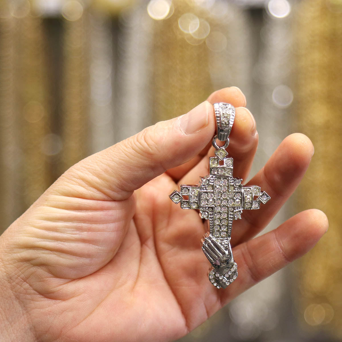 White GOLD TENNIS CHAIN 18" 20" Prayfer Cross Pendant Bundle