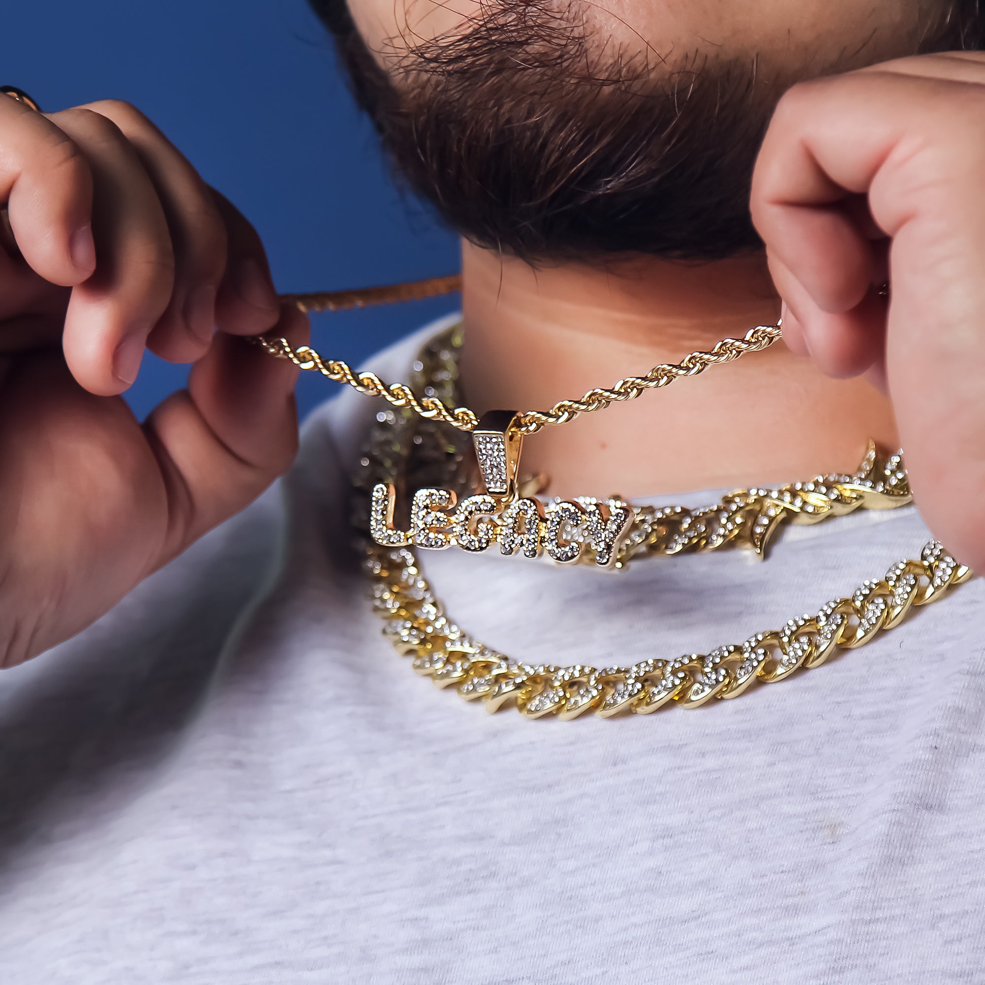 Legacy Pendant Rope Chain Men's Hip Hop 18k Cz Jewelry Necklace