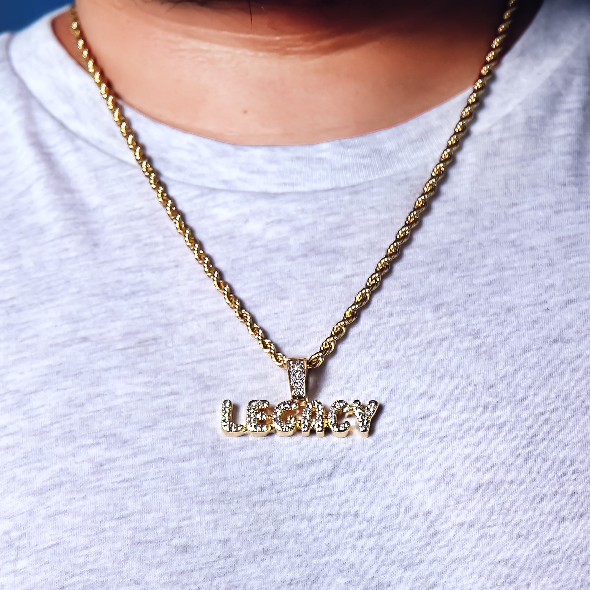 Legacy Pendant Rope Chain Men's Hip Hop 18k Cz Jewelry Necklace
