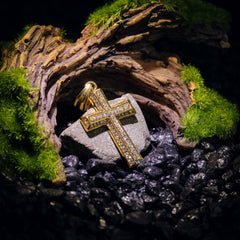 012 Cross Pendant 24" Cuban Chain Hip Hop Style 18k Gold Stainless Steel