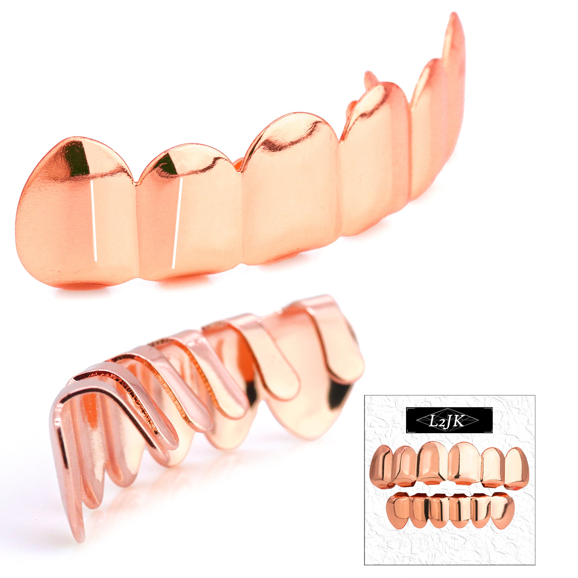 18k ROSE GOLD TOP & BOTTOM PLAIN GRILLZ