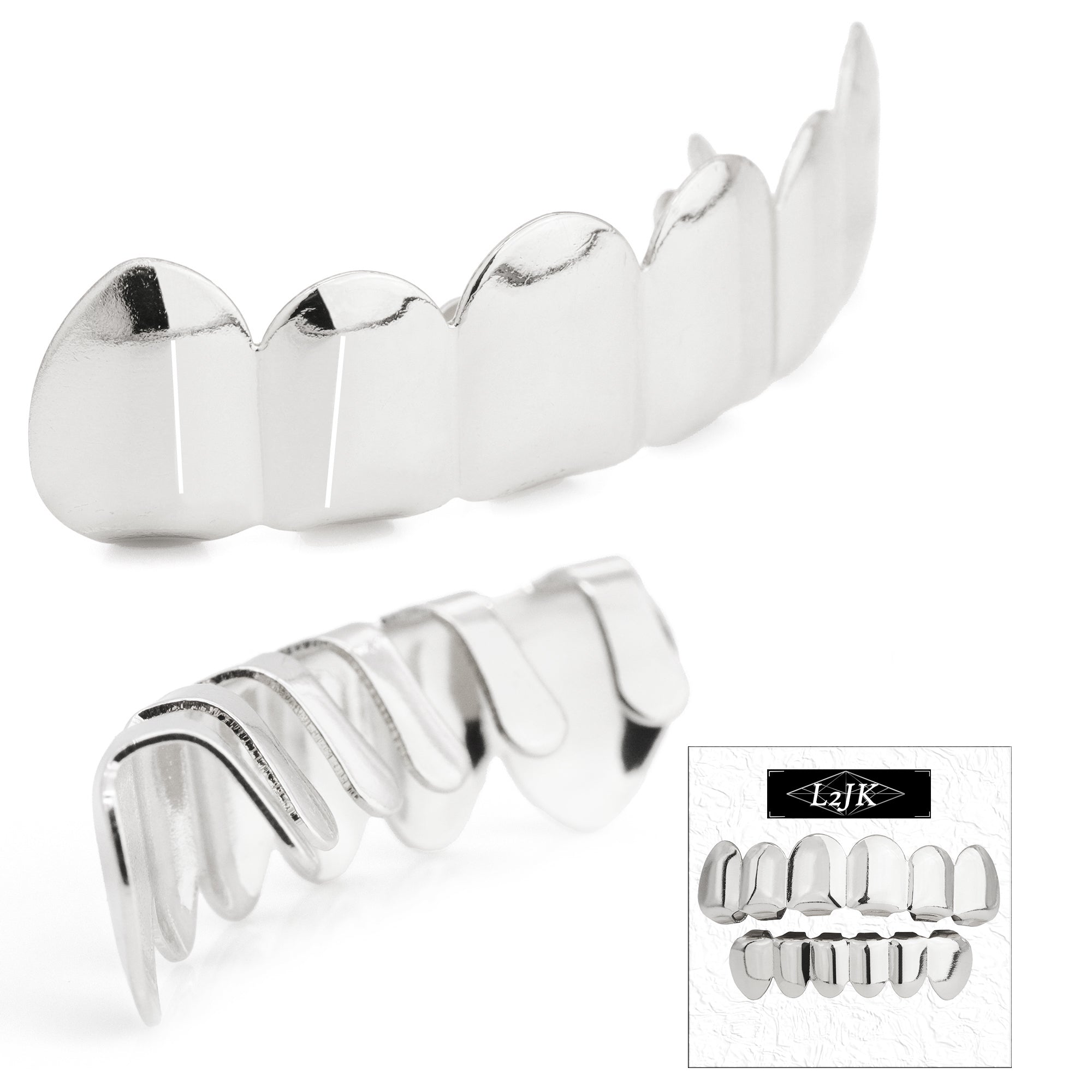 18k WHITE GOLD TOP & BOTTOM PLAIN GRILLZ