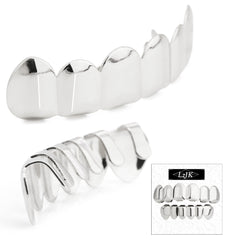 18k WHITE GOLD TOP & BOTTOM PLAIN GRILLZ