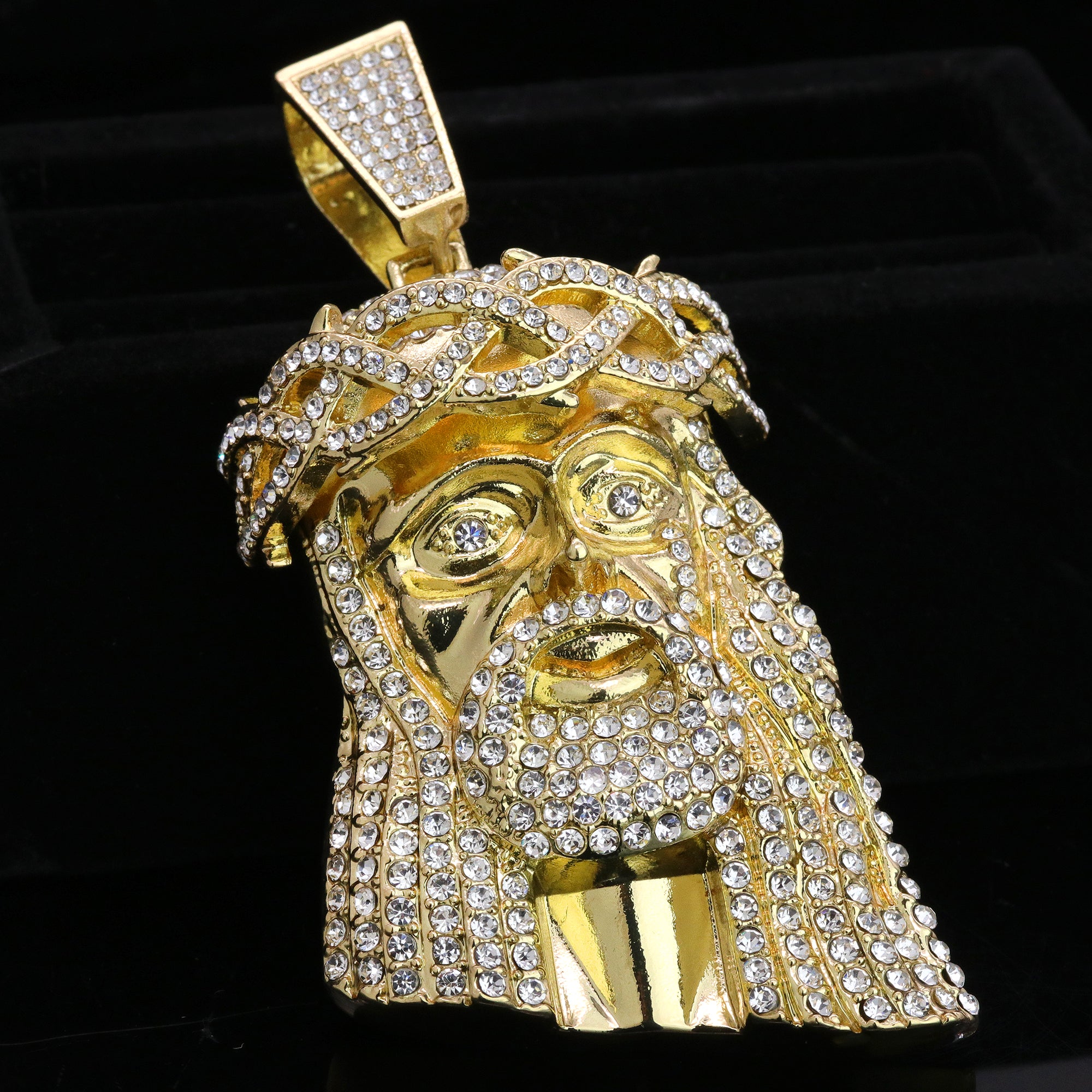 Tear Jesus Face Pendant & Iced Cuban Chain – Hip Hop CZ Necklace 18"-24"