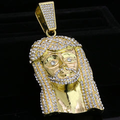 Peace Jesus Face Pendant & Iced Cuban Chain – Hip Hop Bling Necklace