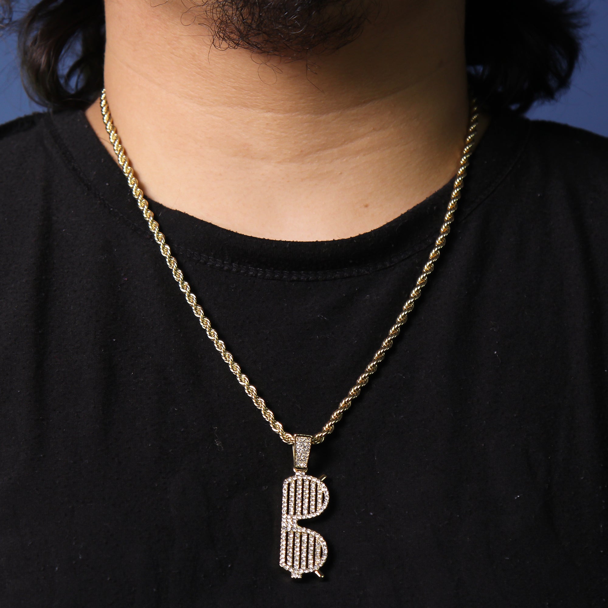 Lined Sunglasses Pendant Rope Chain Men's Hip Hop 18k Cz Jewelry Necklace Choker