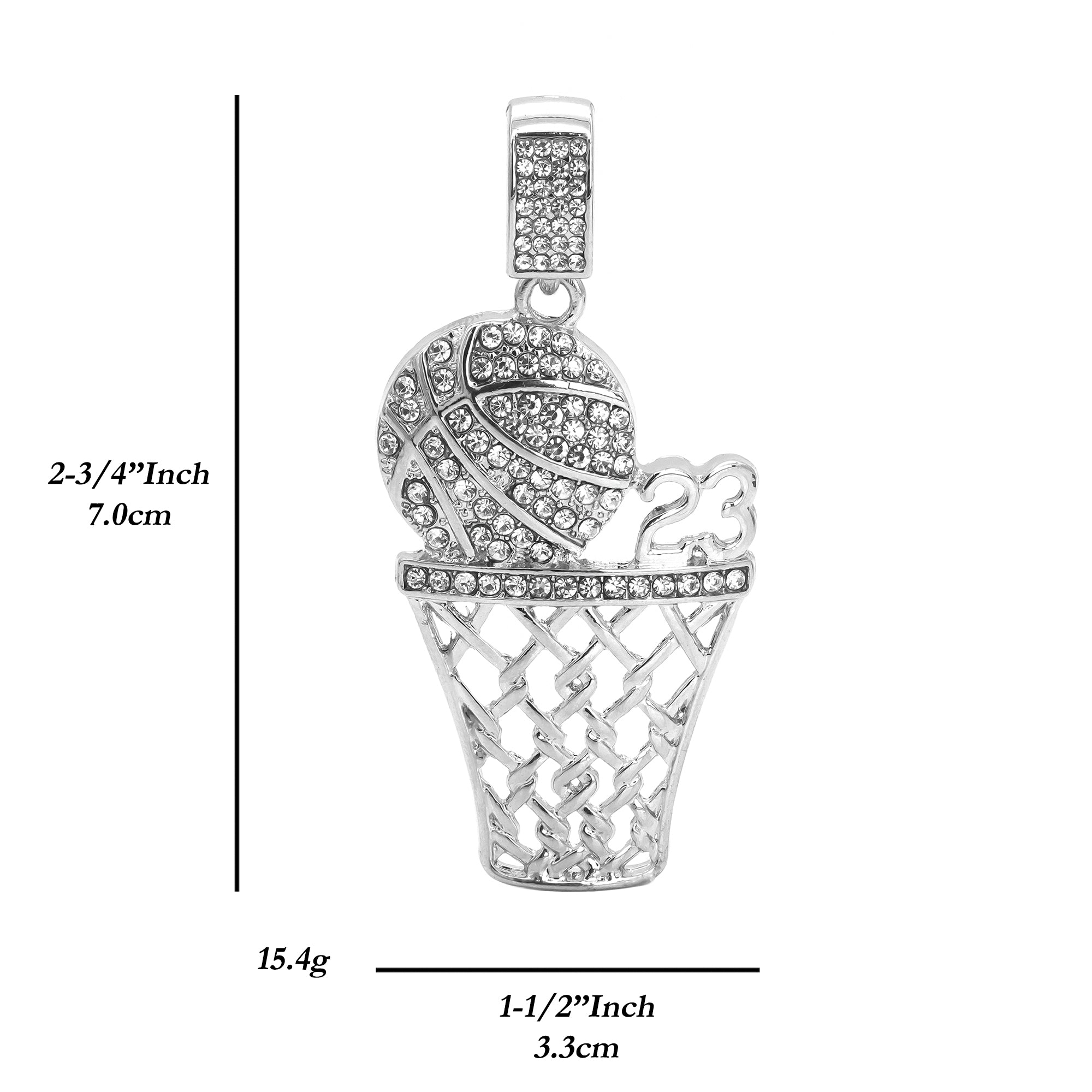 Copy of Basketball #23 Pendant Only Jewelry Hip Hop Style 18k White Gold Plated