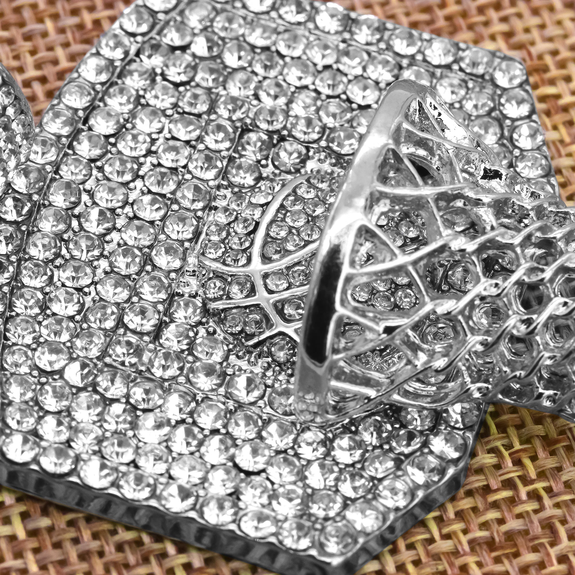 Basketball 3D Net Pendant Only Jewelry Hip Hop Style 18k White Gold Plated