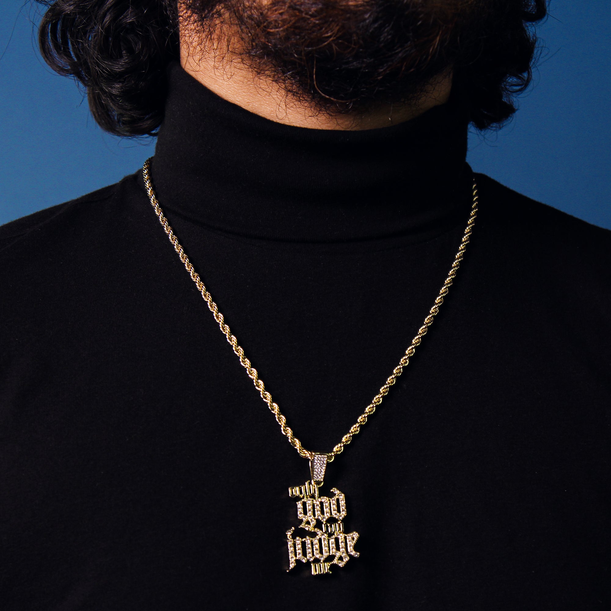 Only God Can Judge Me Pendant 4mm 24" Rope Chain 18k Gold Plated