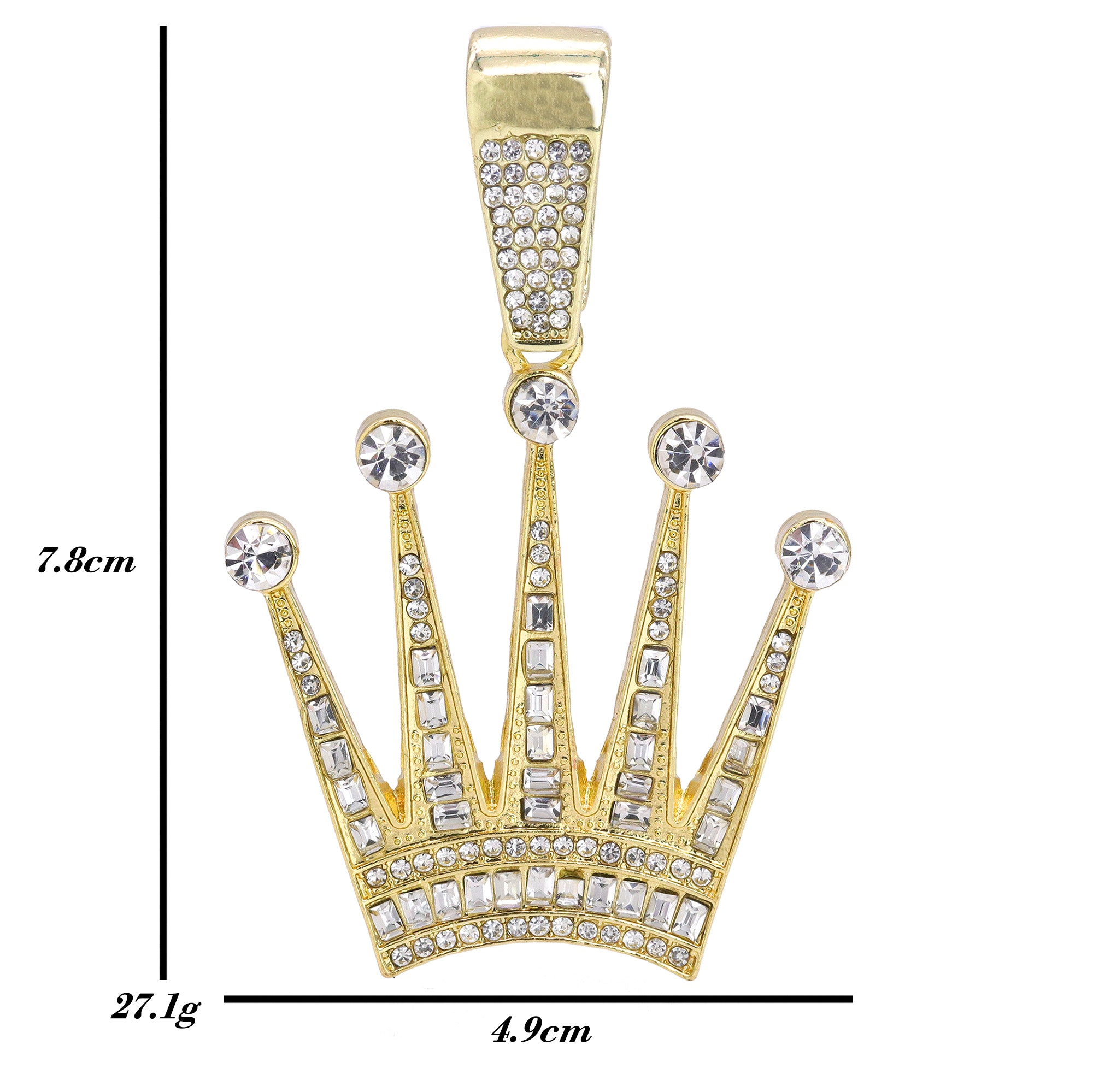 Iced Crown Pendant Only Jewelry Hip Hop Style 18k Gold Plated