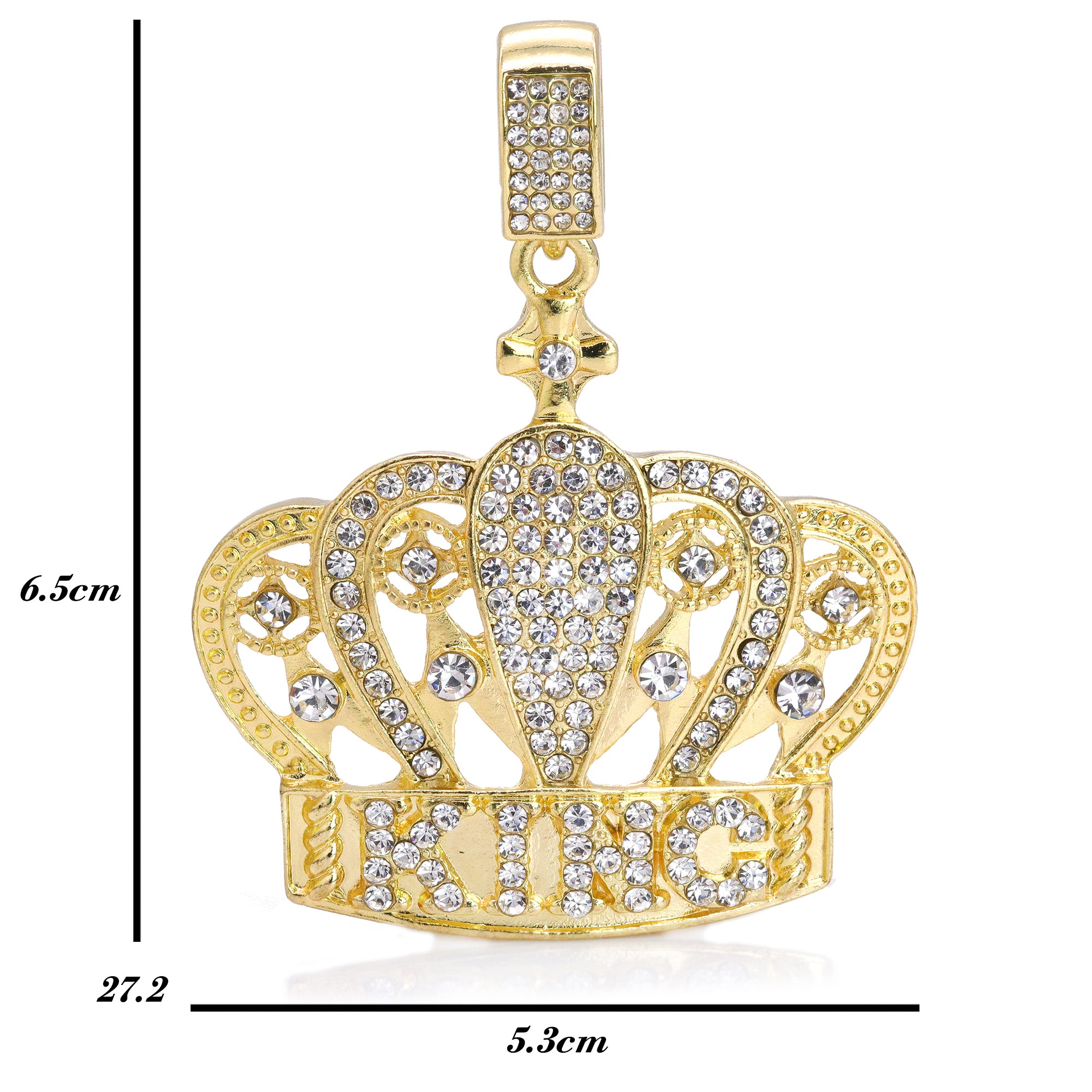 Iced Crown King Pendant Only Jewelry Hip Hop Style 18k Gold Plated