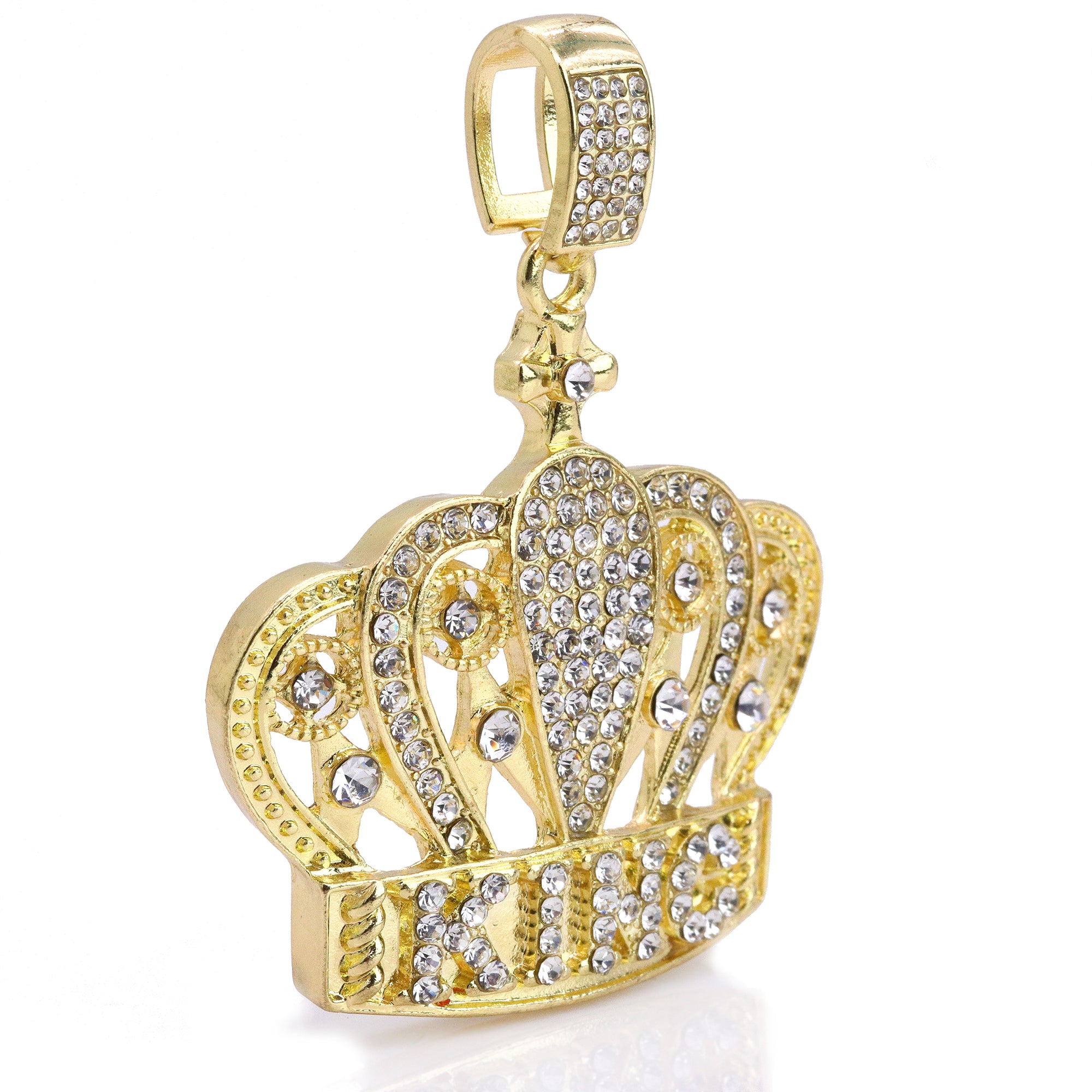 Iced Crown King Pendant Only Jewelry Hip Hop Style 18k Gold Plated