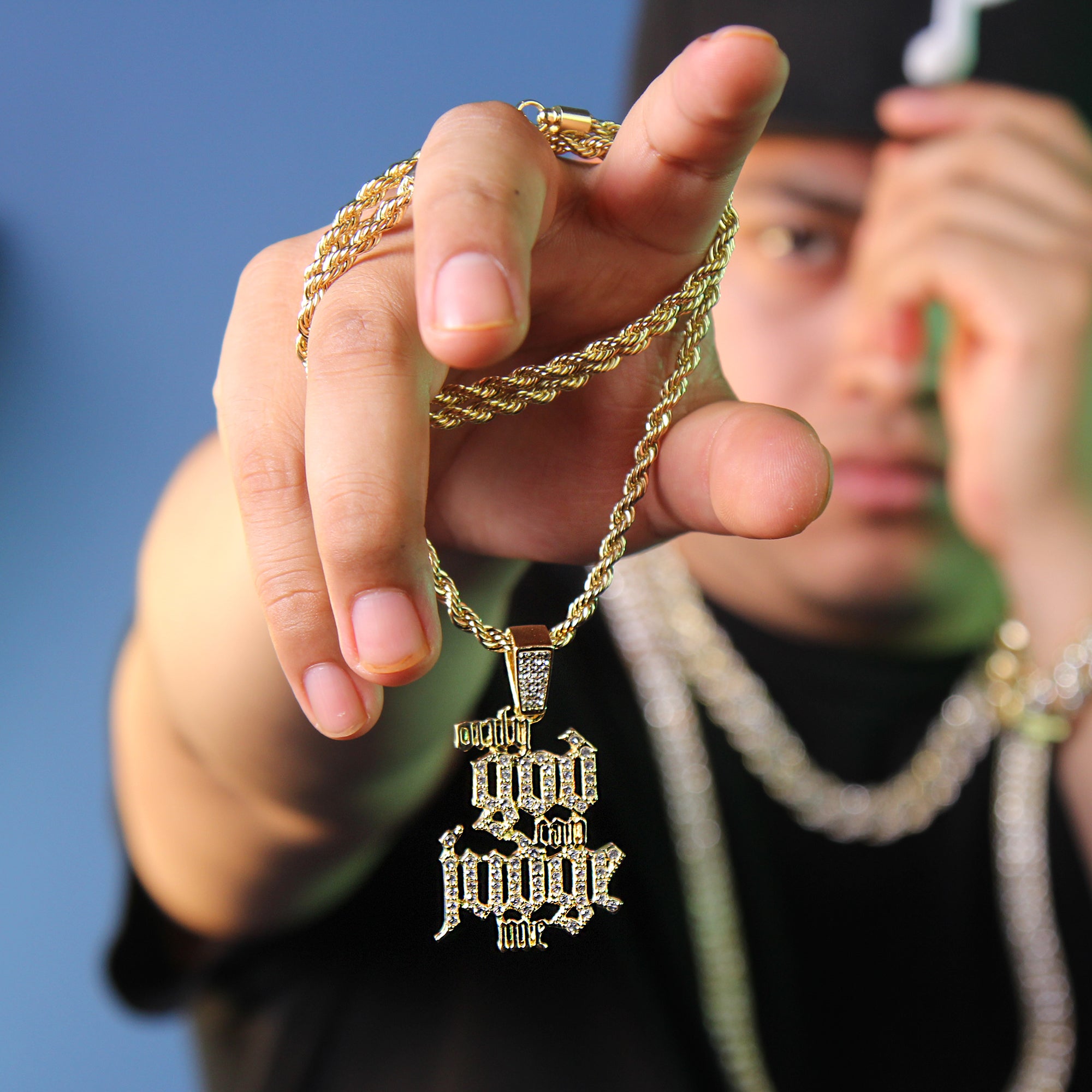 Only God Can Judge Me Pendant 4mm 24" Rope Chain 18k Gold Plated