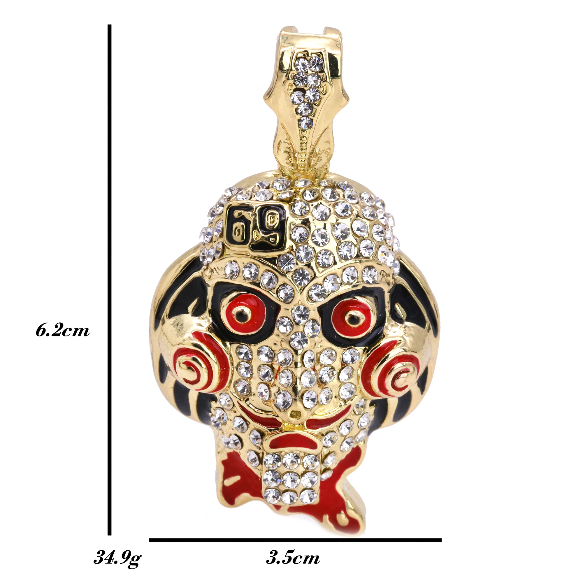 Iced "Jigsaw"69" Pendant Only Jewelry Hip Hop Style 18k Gold Plated