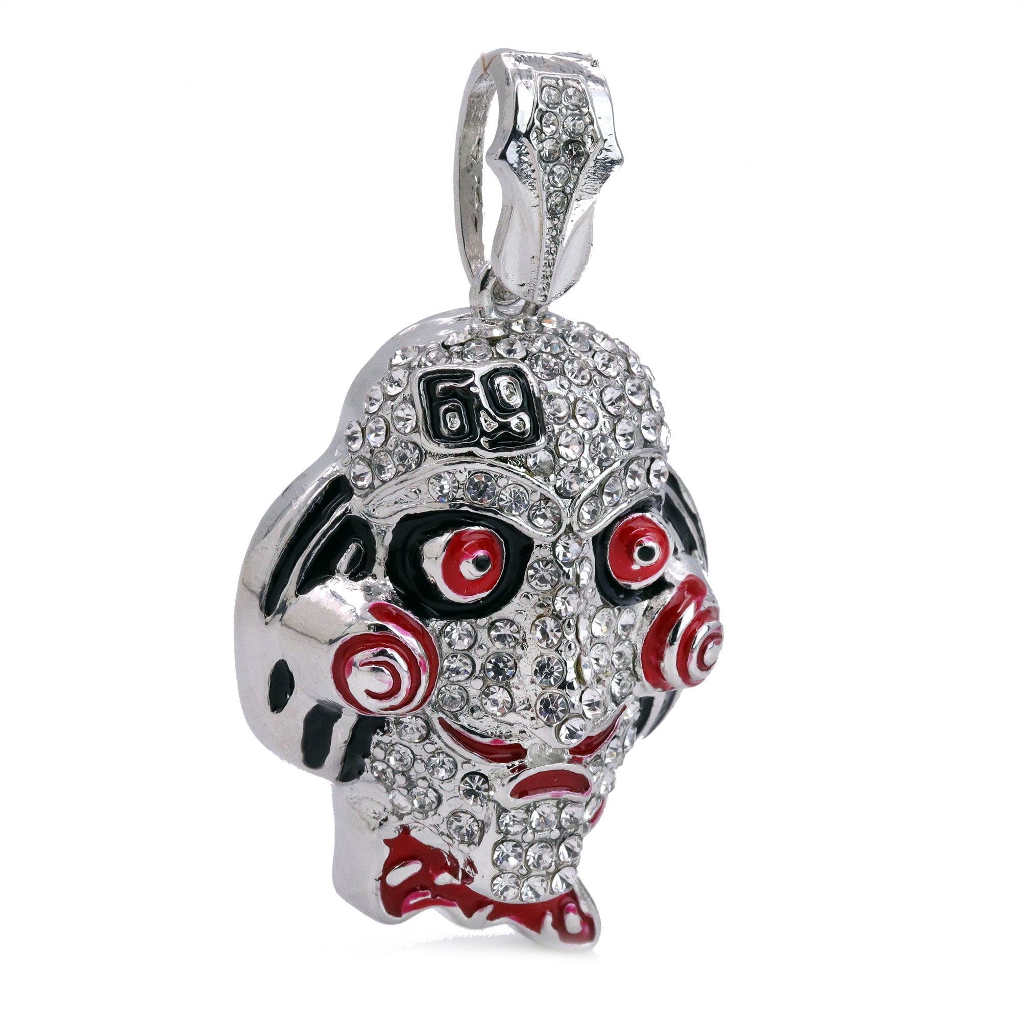 Iced "Jigsaw"69" Pendant Only Jewelry Hip Hop Style 18k White Gold Plated