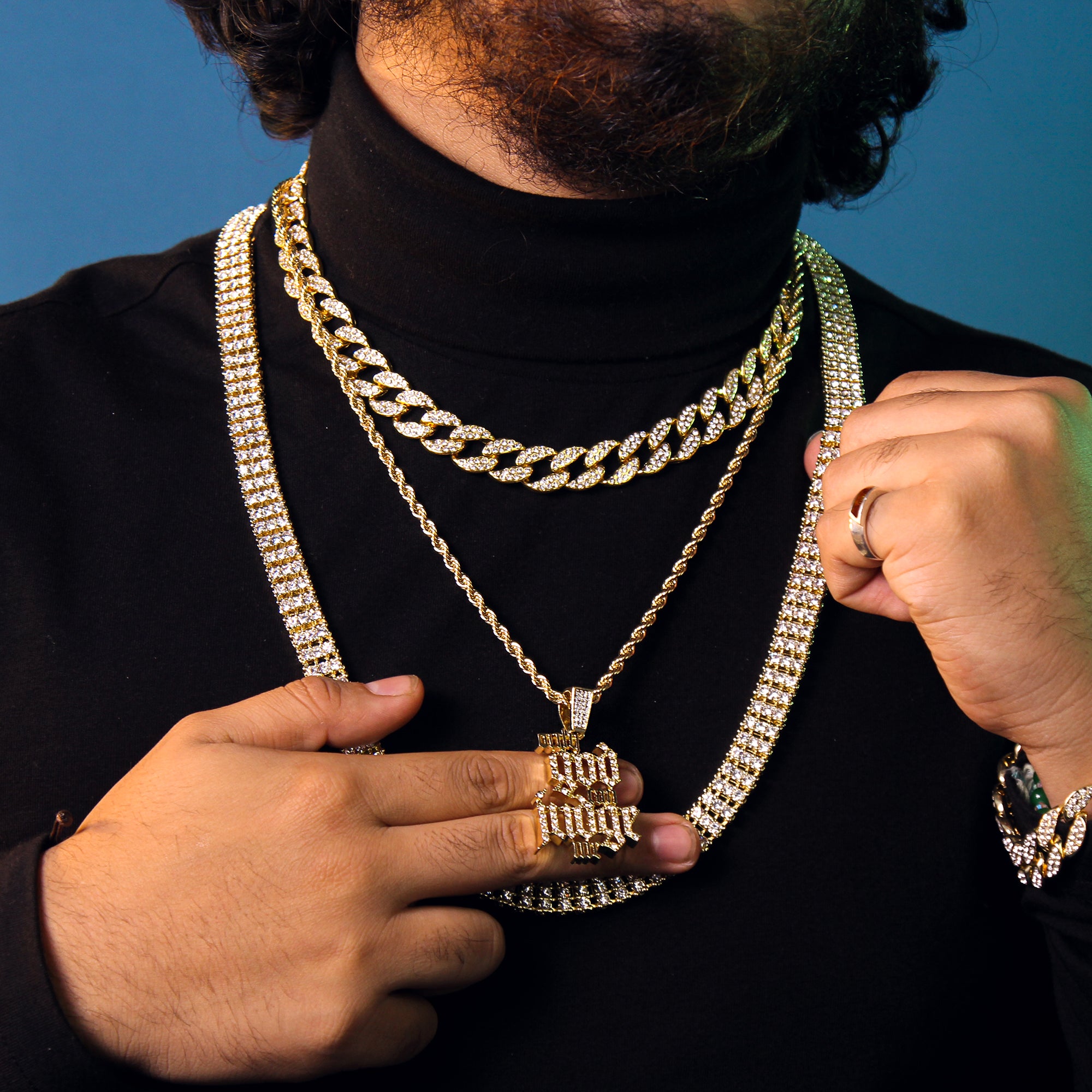 Only God Can Judge Me Pendant 4mm 24" Rope Chain 18k Gold Plated