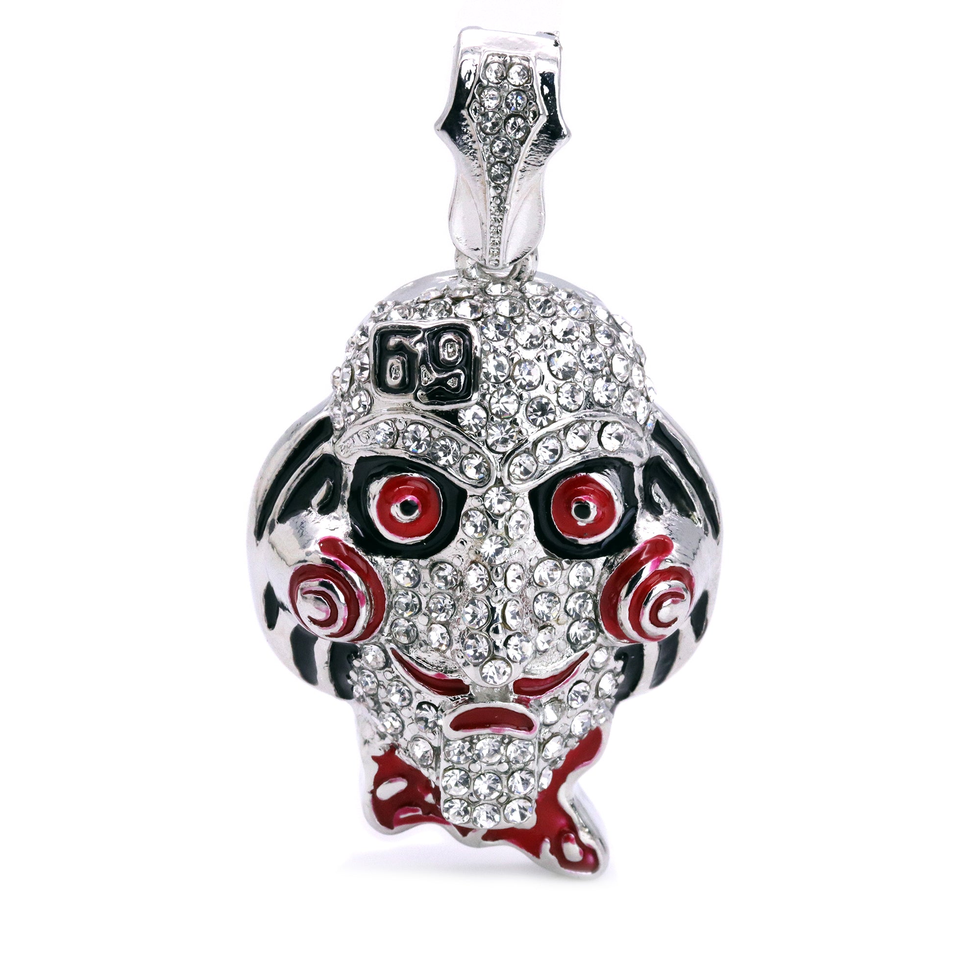 Iced "Jigsaw"69" Pendant Only Jewelry Hip Hop Style 18k White Gold Plated