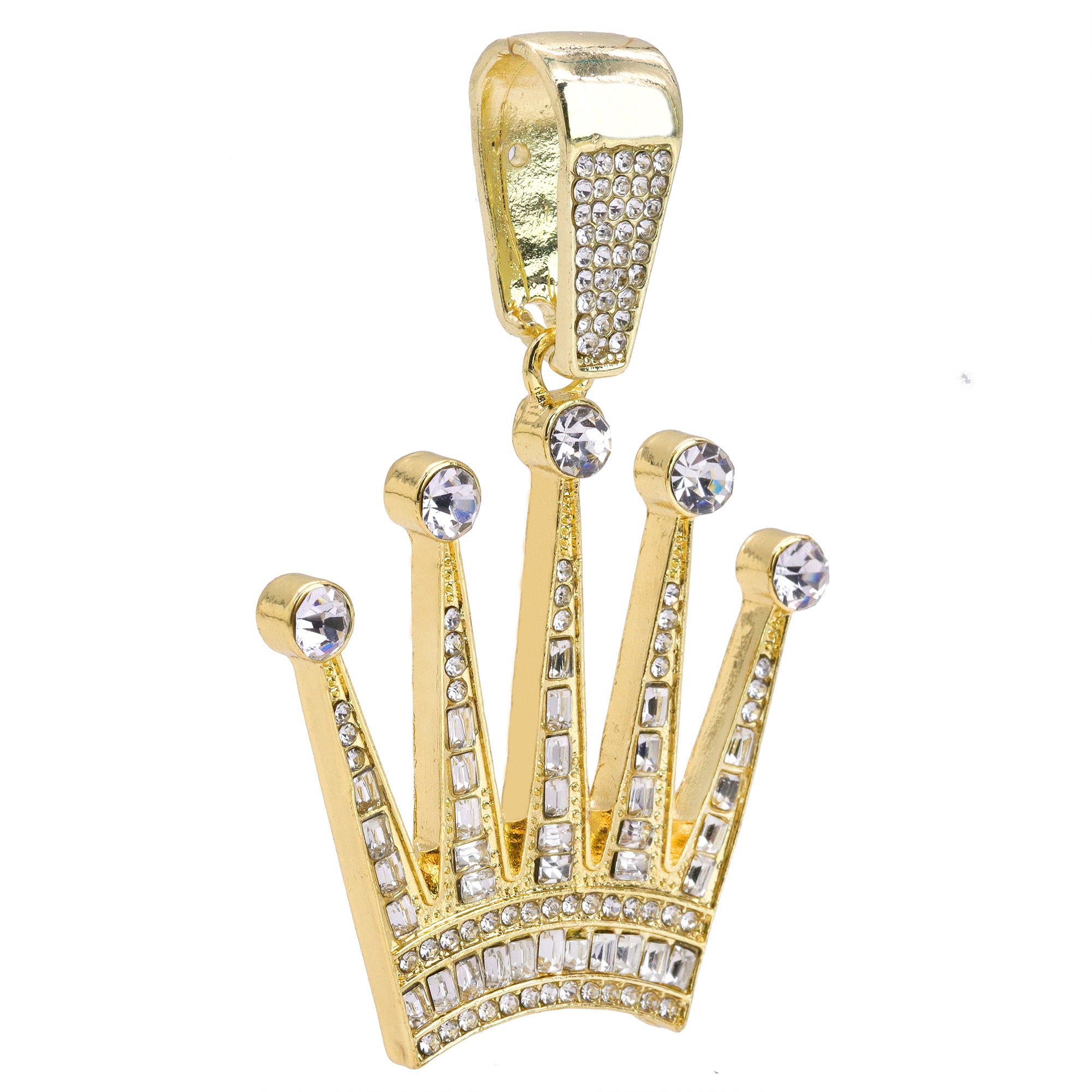 Iced Crown Pendant Only Jewelry Hip Hop Style 18k Gold Plated